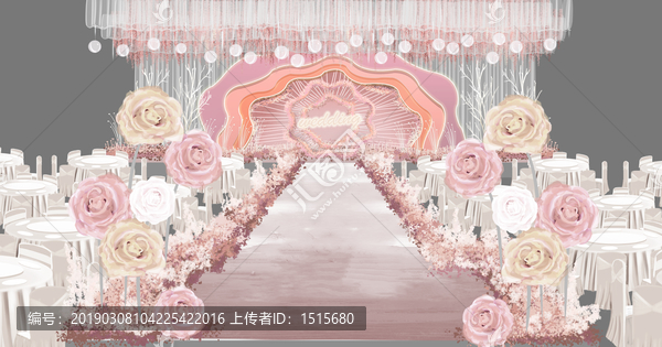 粉色玫瑰婚礼效果图