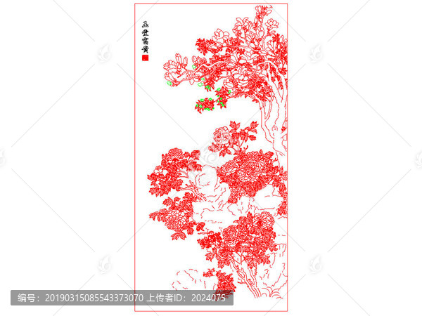 玄关装饰画AI线稿玉堂富贵图