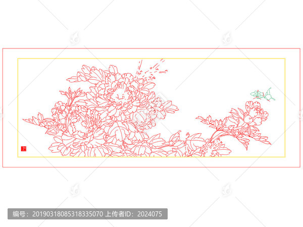 中式装饰画AI稿总领群芳唯牡丹