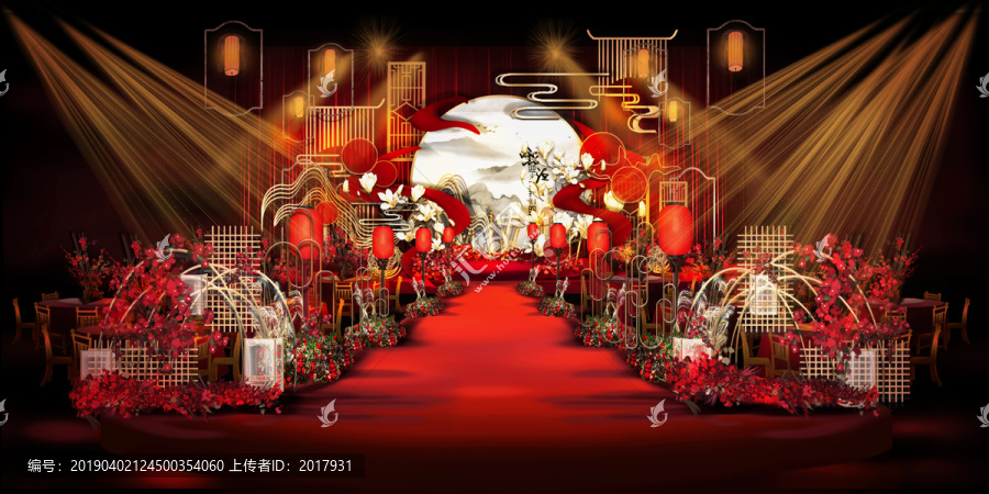 红中式婚礼效果图