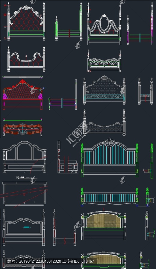 各类床设计CAD图库