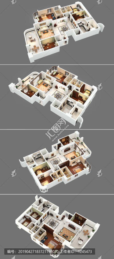 整套家装户型图3D模型