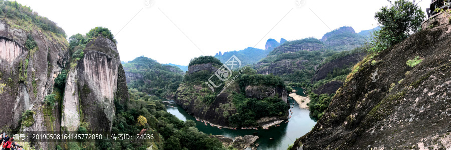 福建武夷山天游峰九曲溪全景风光