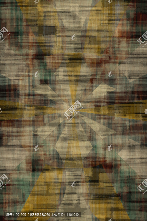 深灰黄色北欧彩色色块纹理地毯
