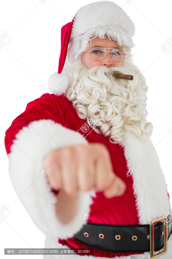 白底雪茄圣诞老人画像