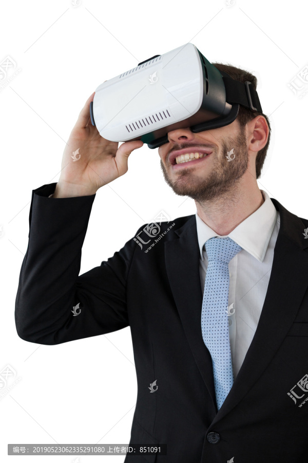 持VR眼镜的商人