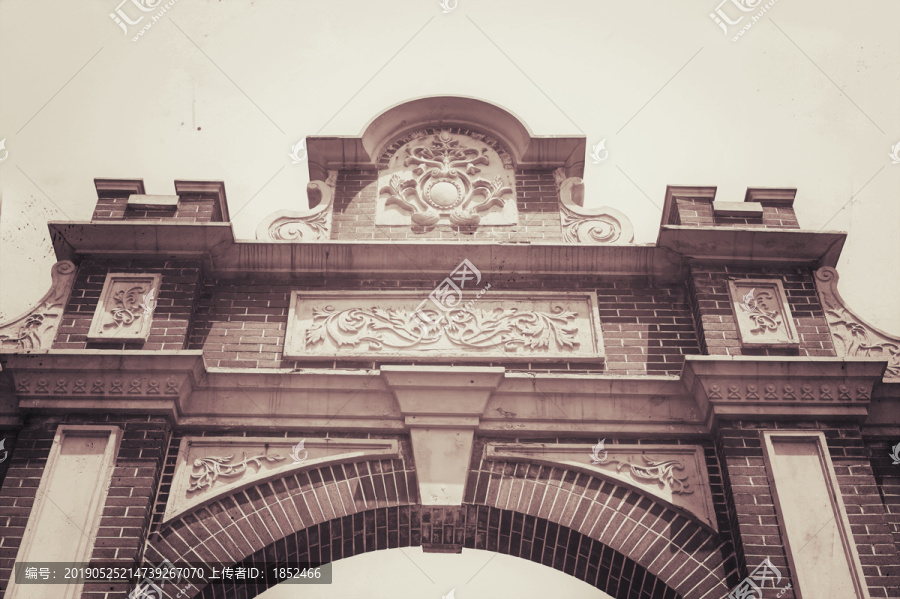 旧上海石库门建筑发黄老照片