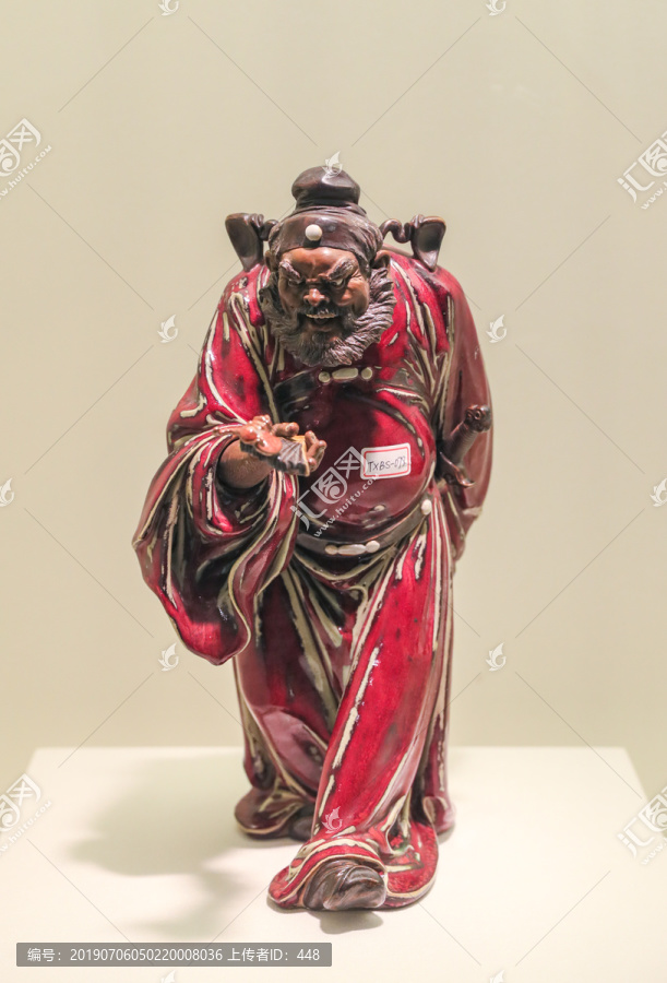 中国美術 石湾窯在銘有 鐘馗 悲しく 置物 時代物1体
