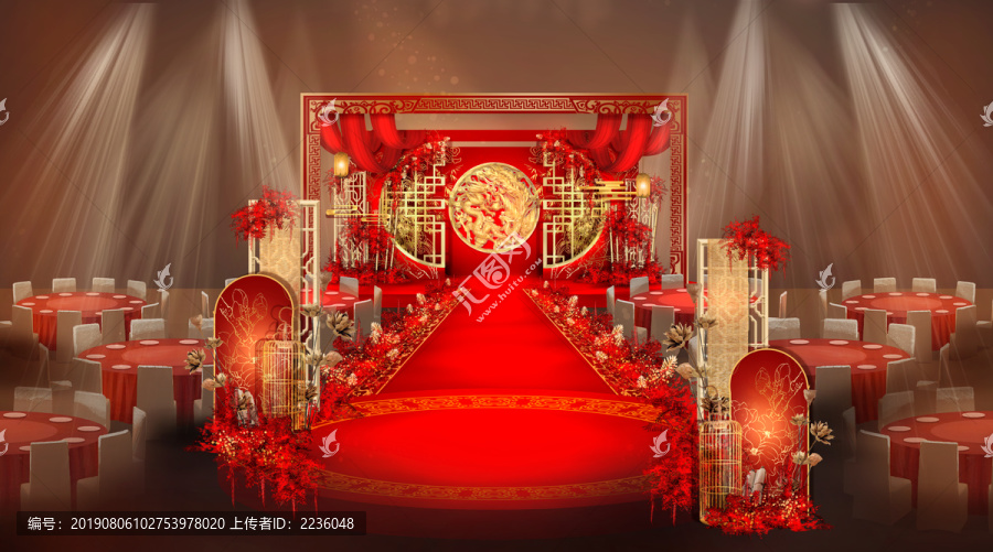 中式红金婚礼舞台