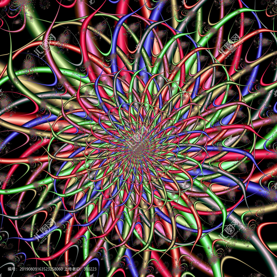五彩抽象立体螺旋图案