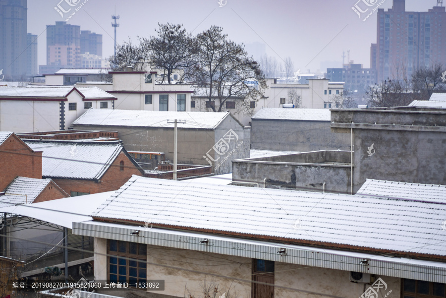 城镇冬雪