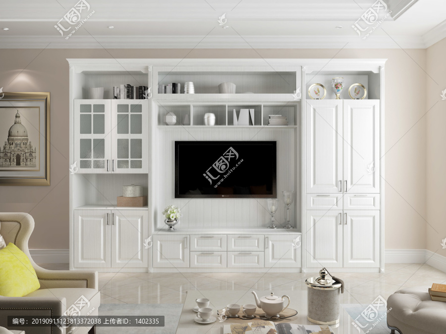 白色欧式电视柜客厅柜