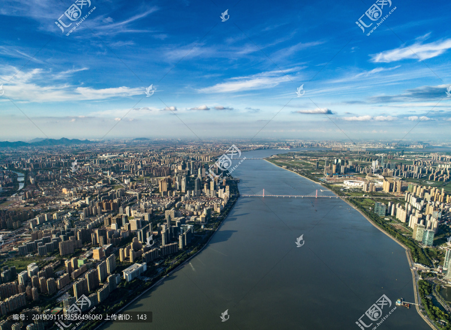 杭州俯瞰钱江世纪城两岸全景风光
