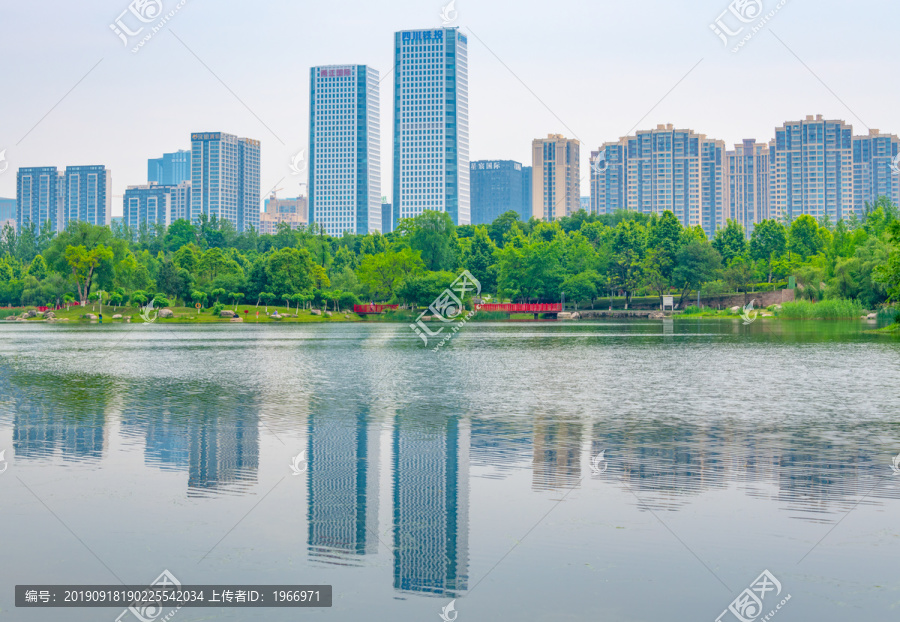 成都市锦城湖公园的风光