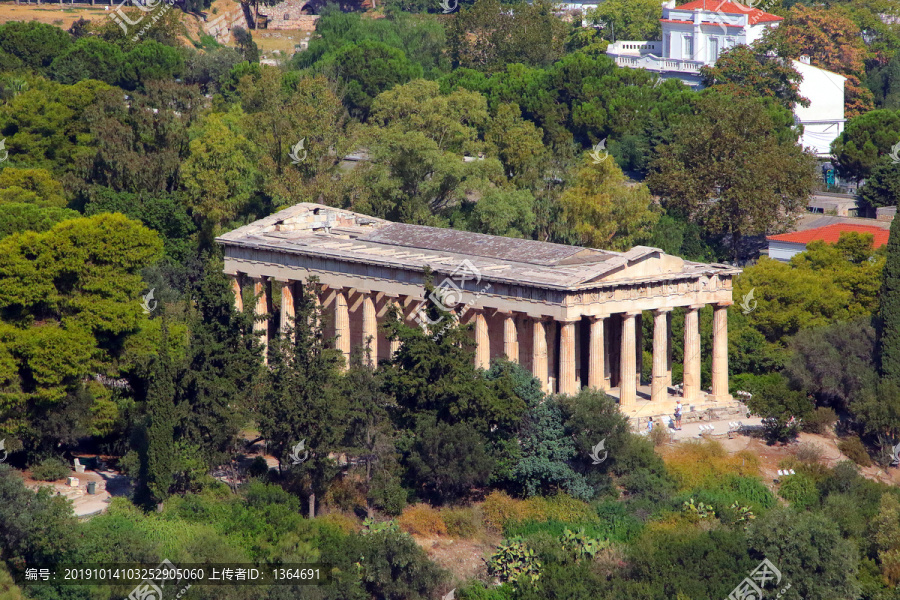 俯瞰古希腊雅典赫淮斯托斯神庙