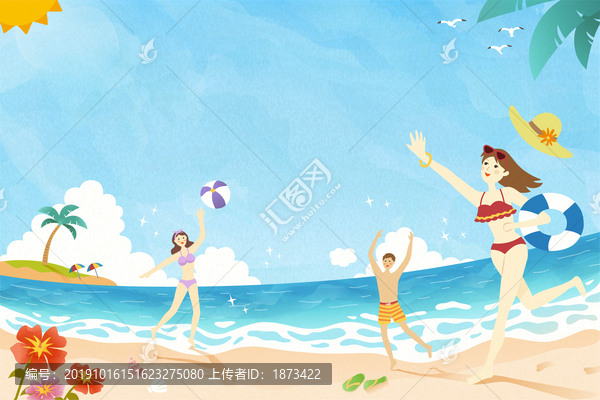 夏日时光海边戏水插图