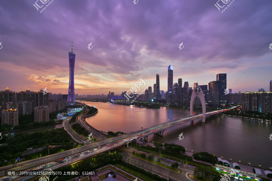 广州塔珠江新城城市风光夜景