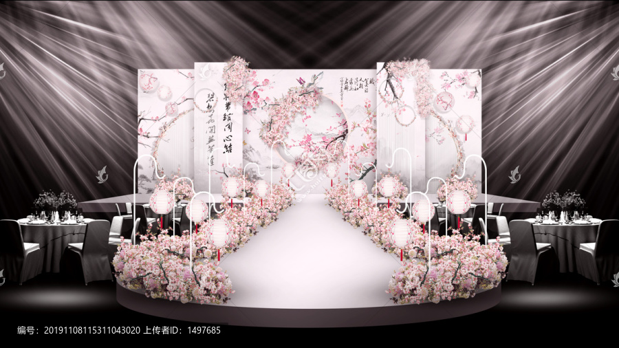 中式粉色桃花婚礼效果图