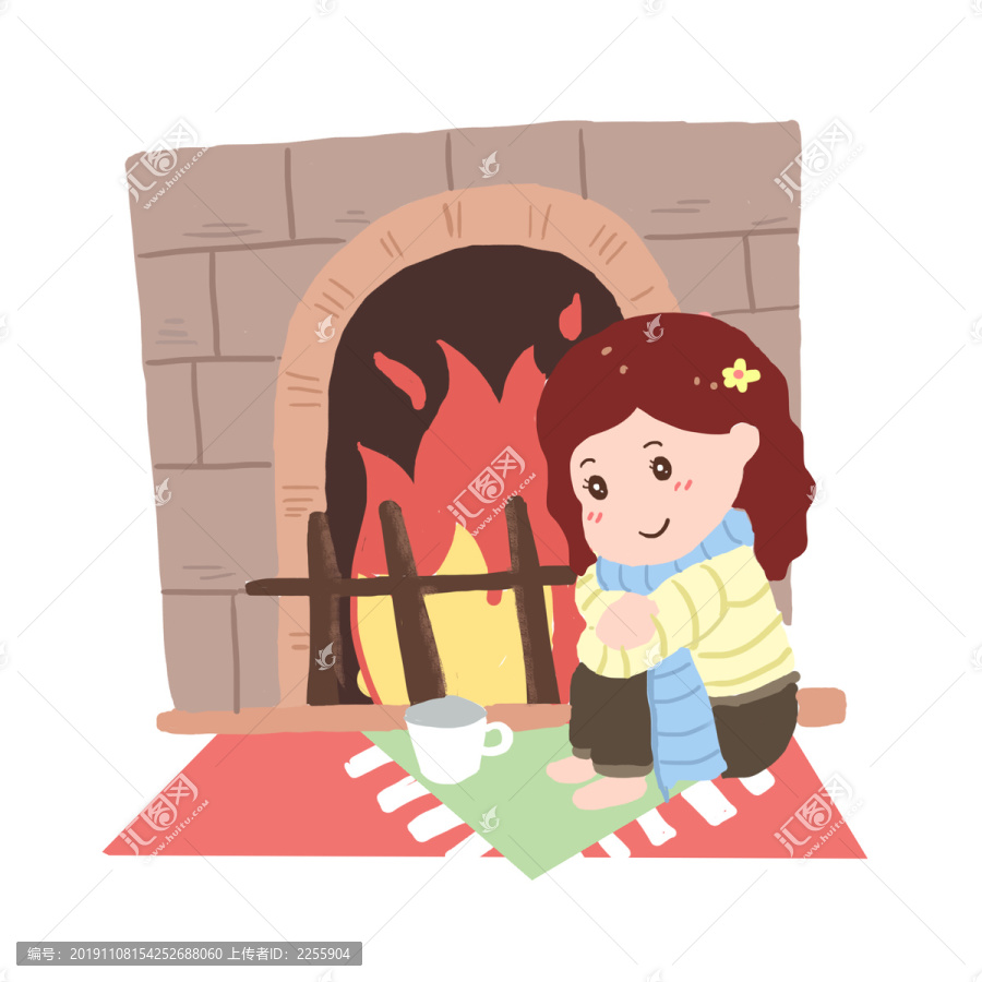 冬天冬季火堆取暖手绘卡通元素