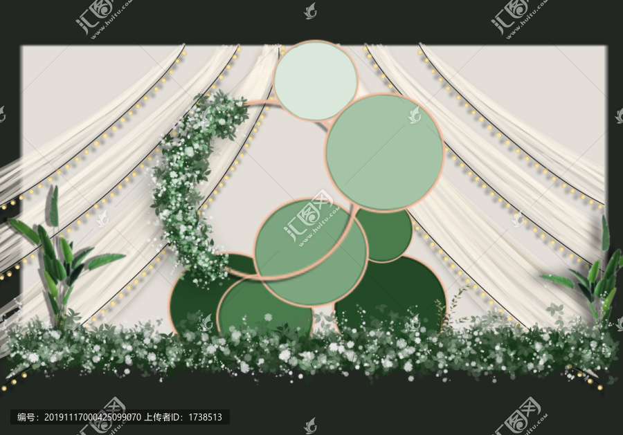 小清新牛油果色系婚礼合影签到区