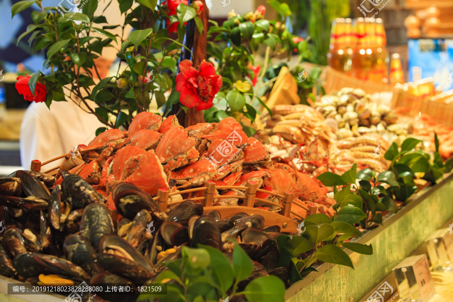 海鲜自助餐美食特写