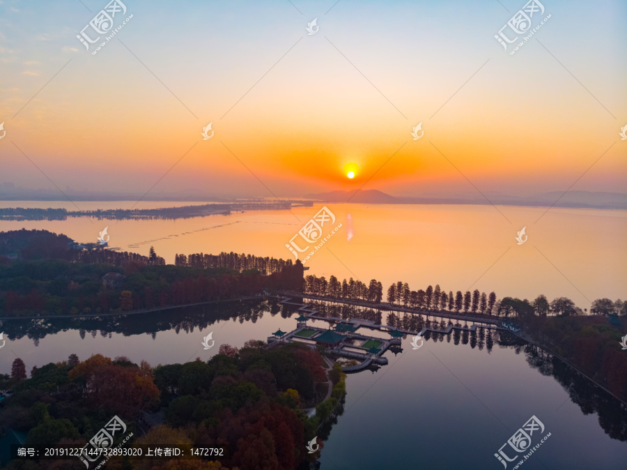 武汉东湖风景区深秋航拍风光