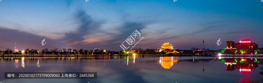 河南开封龙亭夜景全景