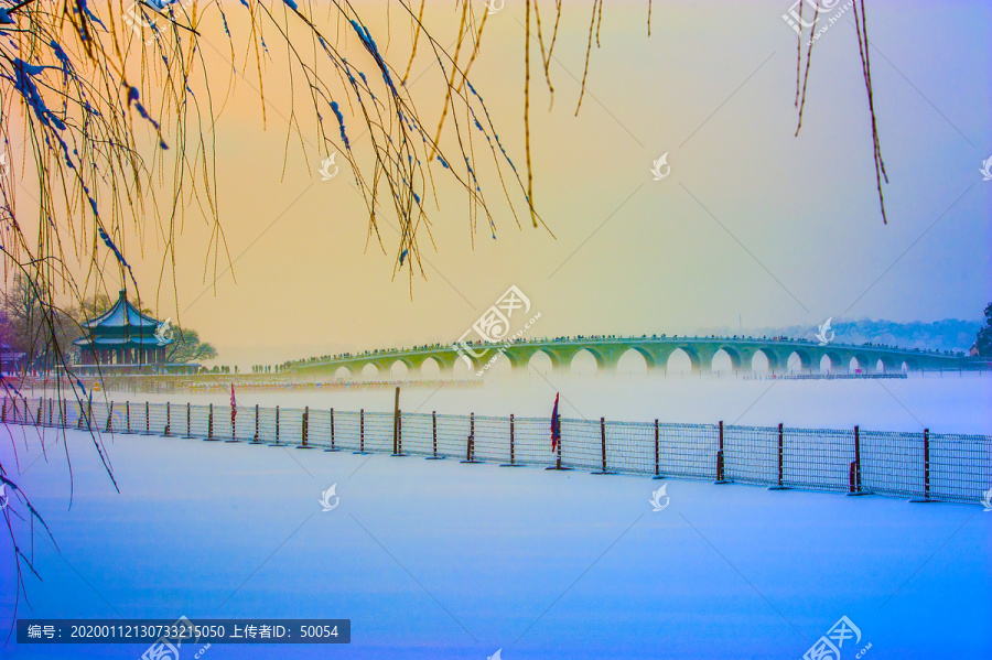 北京颐和园冬日雪景
