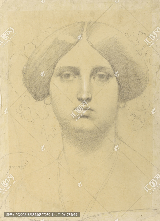 让·奥古斯特·多米尼克·安格尔穆特西夫人头部肖像素描