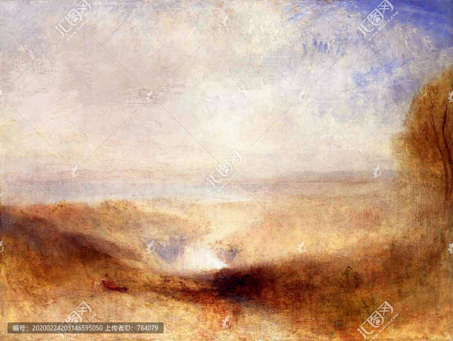 约瑟夫·马洛德·威廉·透纳景观与背景的河流和海湾