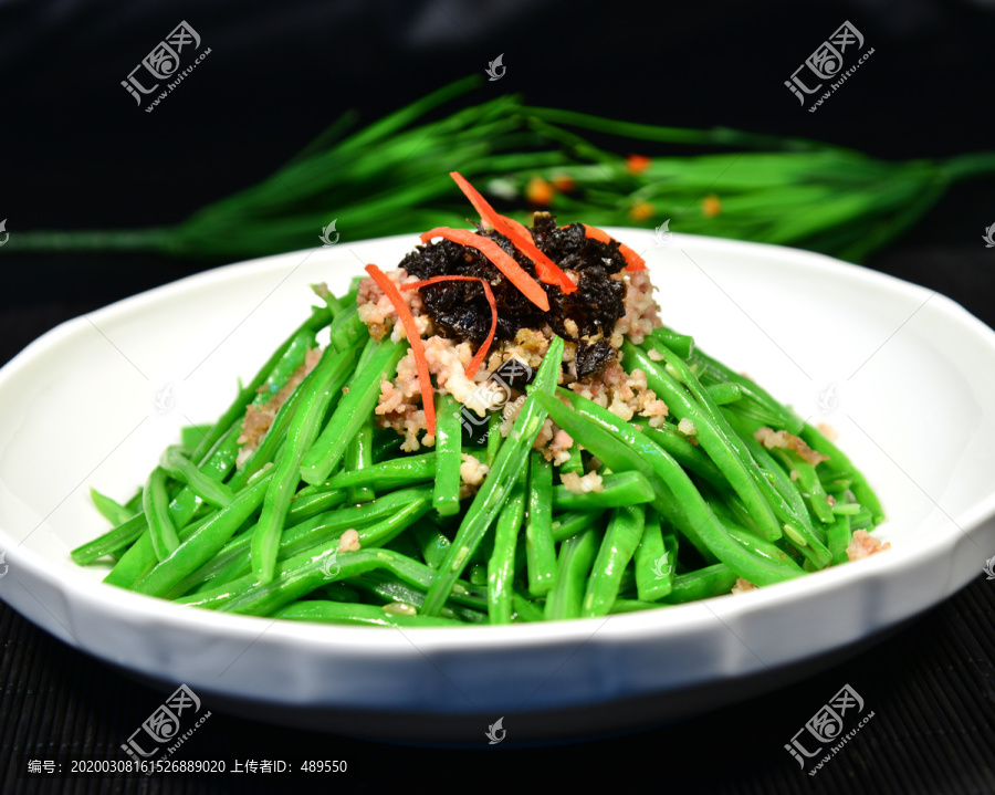 榄菜肉沫炒刀豆