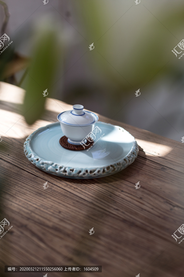 中国茶道青花瓷盖碗高清图
