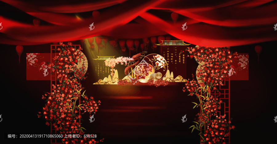 中式主题婚礼新中式红金色效果图