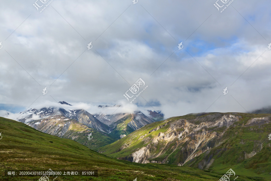 夏季阿拉斯加风景的山脉