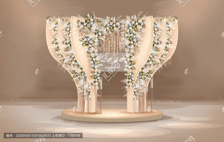 香槟色婚礼效果图中庭设计