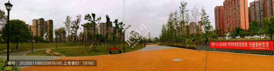 城市楼房绿地全景图