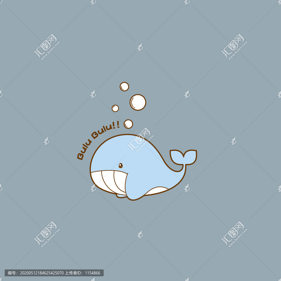 韩系日系森系手绘卡通鲸鱼海洋