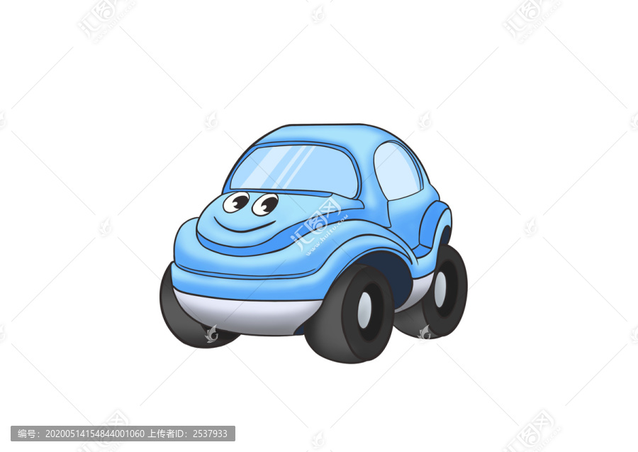 可爱卡通风蓝色小汽车