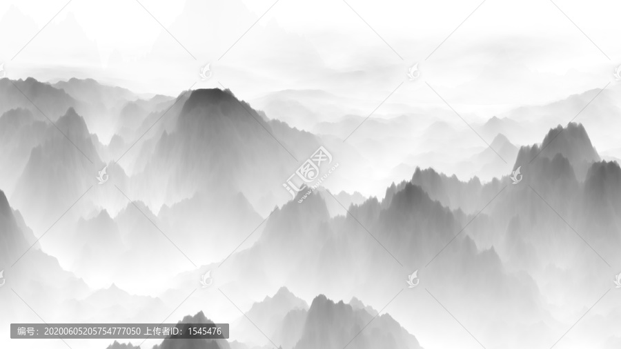 中国风水墨画山脉装饰画