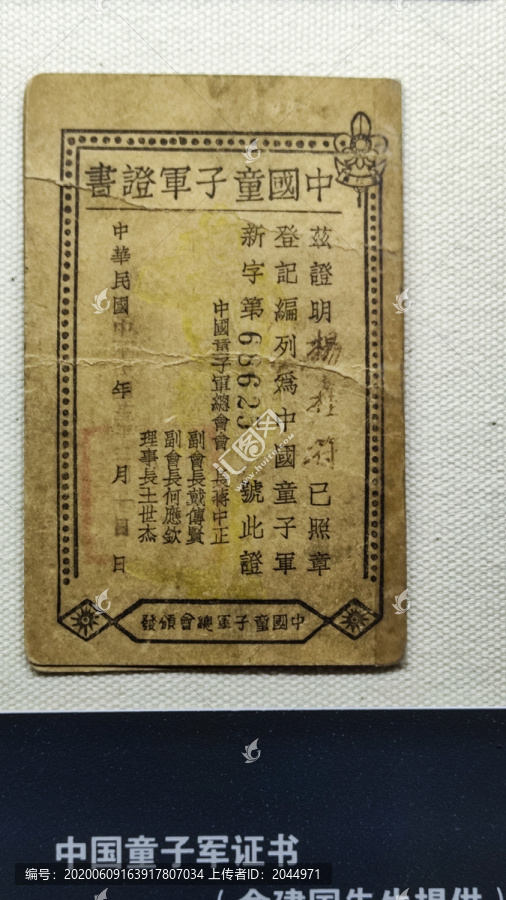 中国童子军证书