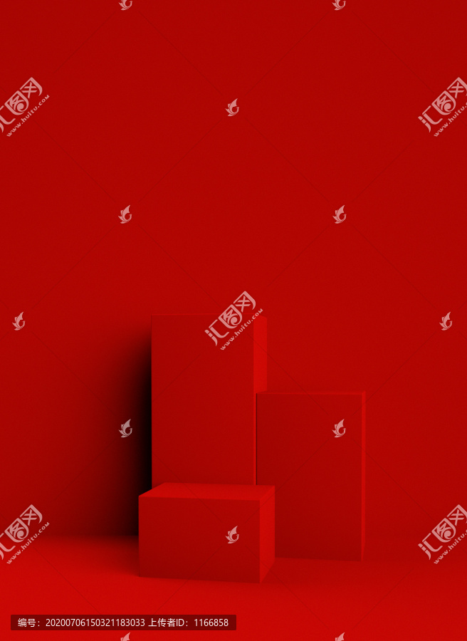 红色C4D场景电商海报背景