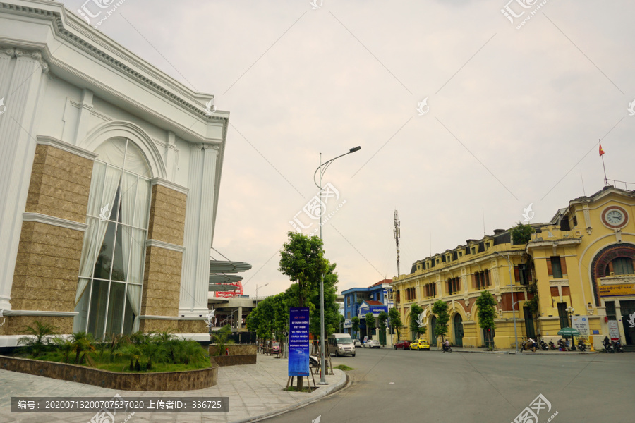 越南海防市城市街道及欧式建筑