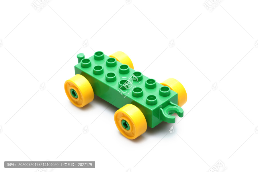 大颗粒积木玩具绿色小车