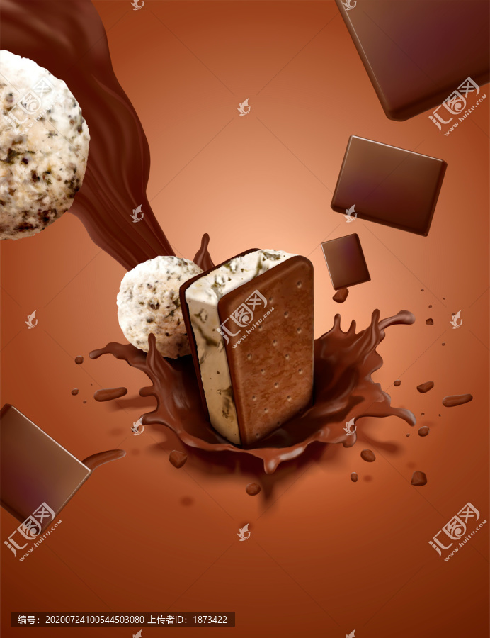 巧克力香草冰淇淋夹心