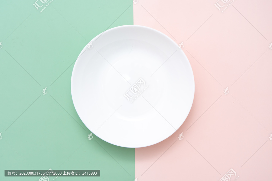 彩色空白盘子俯拍素材背景