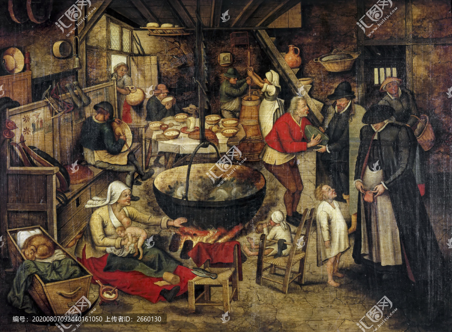 彼得·勃鲁盖尔厨房的人物油画
