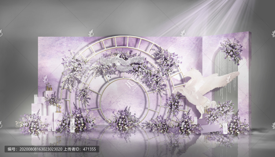 梦幻水彩紫色婚礼