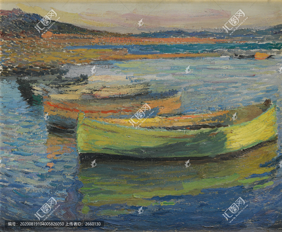 亨利马丁地中海大海帆船印象油画
