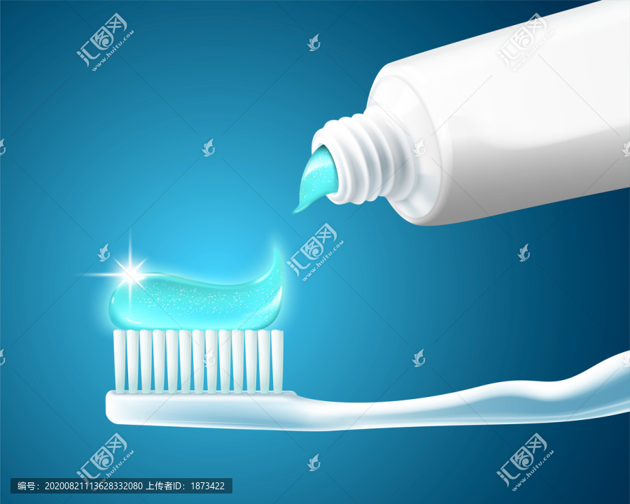 薄荷牙膏挤在牙刷上插图