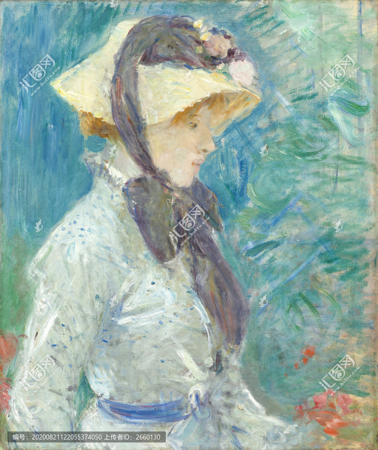 贝尔特·莫里索戴帽子的女人抽象油画